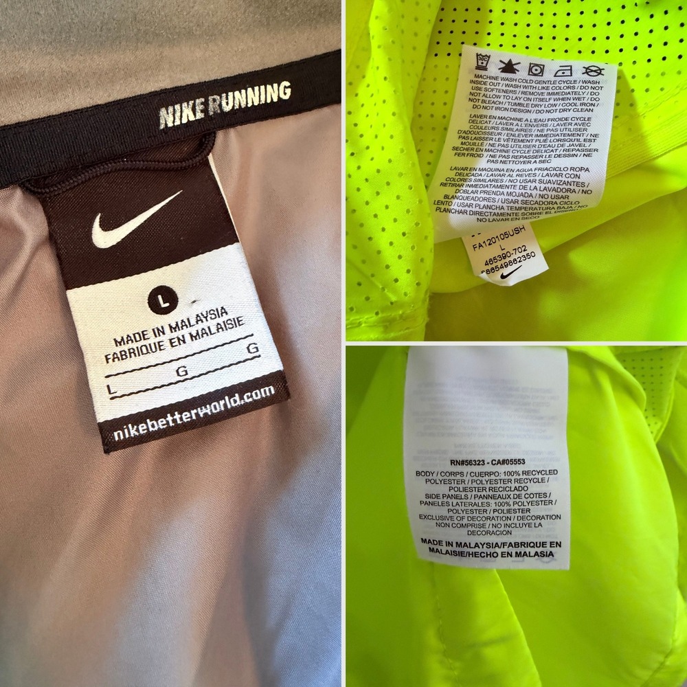Nike Running Windbreaker Jacket Volt Gray Colorblock Hood Size L Gorpcore - Picture 9 of 9